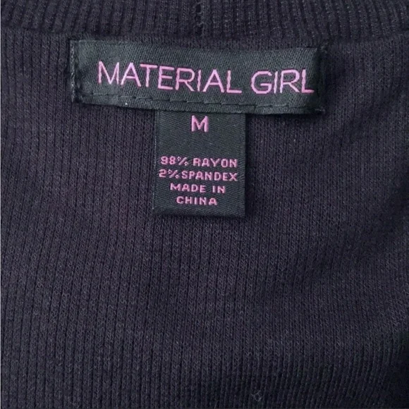 MATERIAL GIRL Bodysuit Black Off Shoulder Portrait Neckline Ribbed Stretch M NWT - Picture 11 of 16